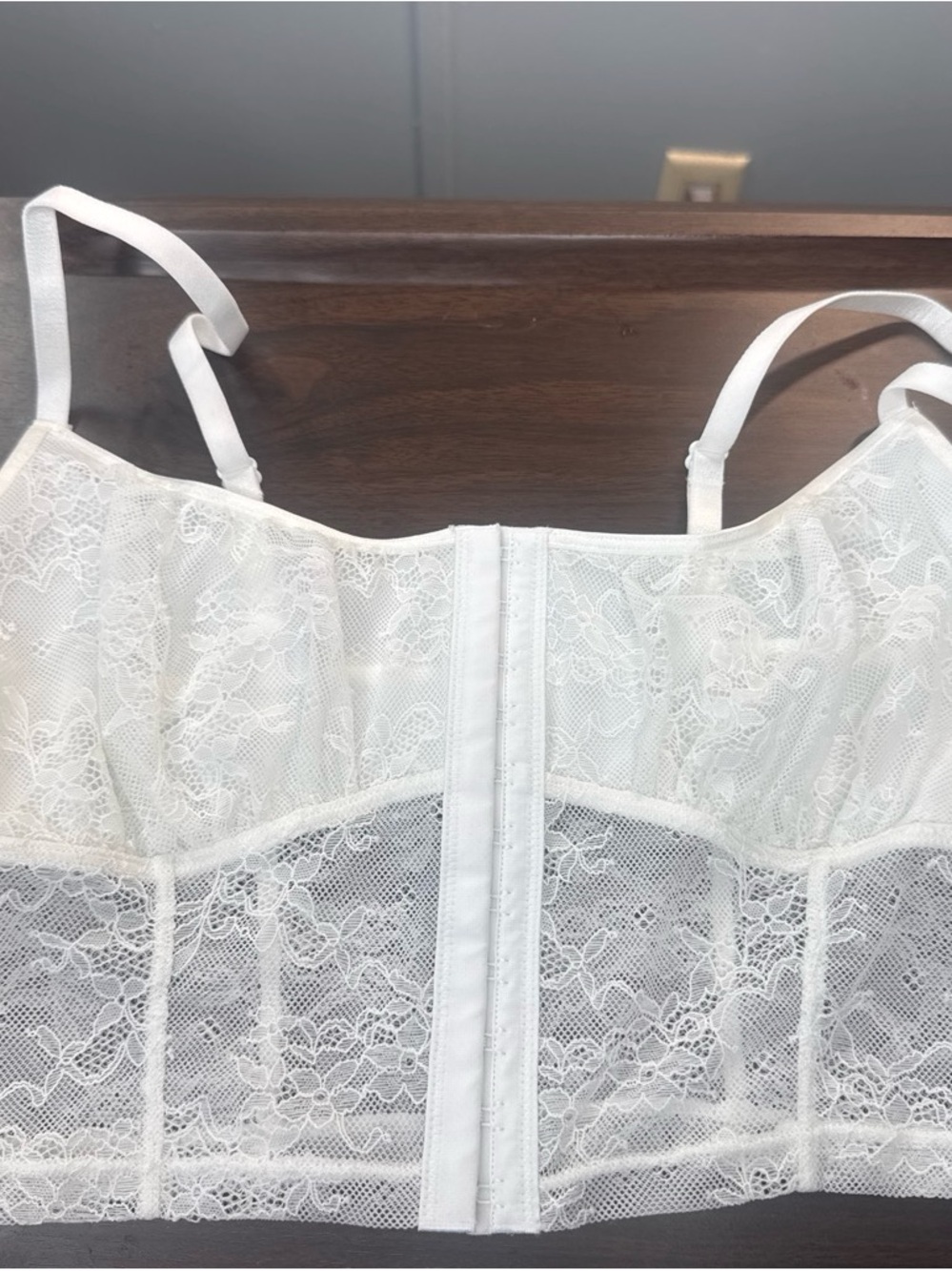 Elegant White Lace Longline Bustier Bralette